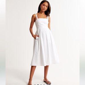 Abercrombie Emerson Poplin Wide Strap Midi Dress
